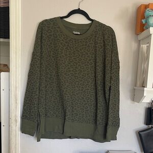 Olive Green Leopard Print Sweater